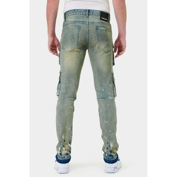 NWT Limited Edition First Row Mens Multi Cargo Slim Straight Jeans Sz 40 - Picture 4 of 12